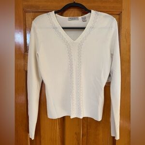 Elegant Off White Long Sleeve Top